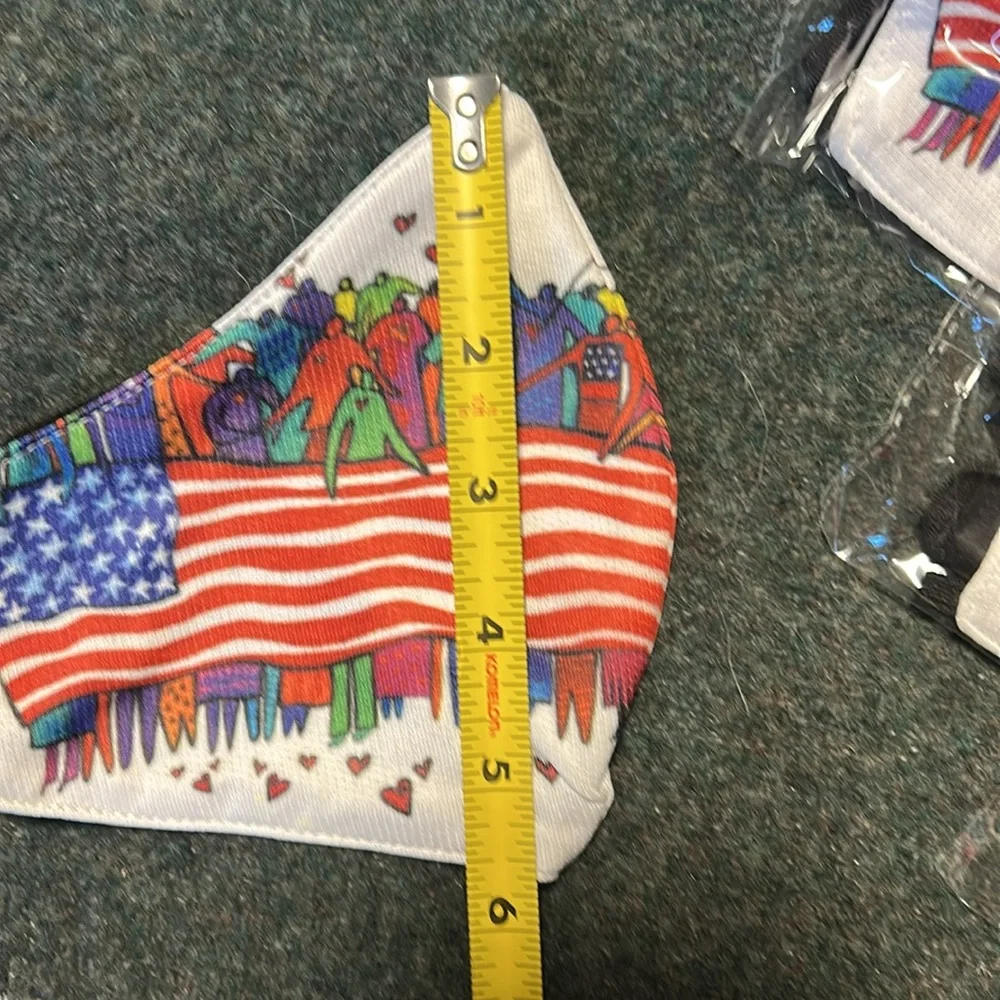 Bundle of FIVE Laurel Burch American Flag cotton Facemask
